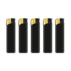Пьезозажигалка Flameclub P-02 / 17711 RUBBER ВLACK/GOLD CAP